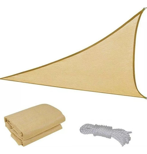 Toldo Vela Sombra Triangular 3.5x3.5x3.5 Metros Filtro Uv Color Beige