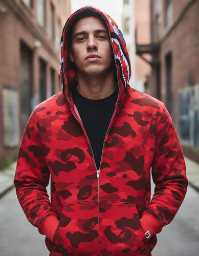 Sudadera Con Capucha Estampada De Algodón Shark Ape Bapebape | Meses sin interés