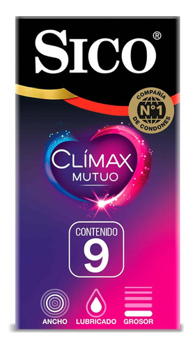 Condones Sico Clímax Mutuo Con Látex Natural 9 Piezas