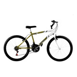 Bicicleta Ultra Bikes Aro 26 Bicolor 18 Marchas Para Passeio Cor Verde Oliva Fosco - Branco