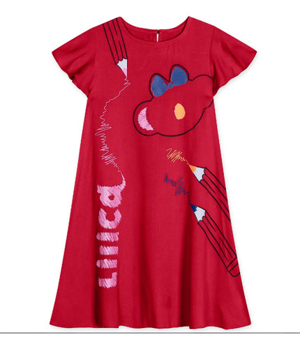 Vestido Manga Curta Infantil Feminino Lilica