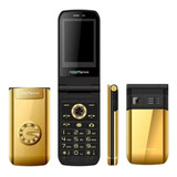 Telefono Celular Flip Teclas Grandes Metalica Camara Gold Dual Sim