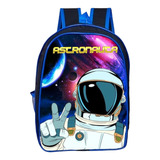 Mochila Escolar Infantil Menino Resistente- Astronauta Cor Azul