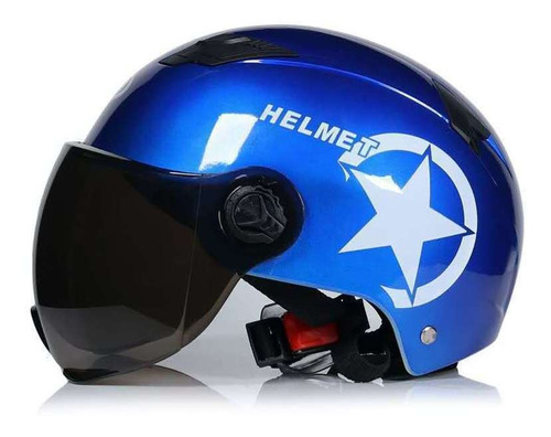 Casco De Coche De Motor Eléctrico Azul Para Scooter, Cara Ab