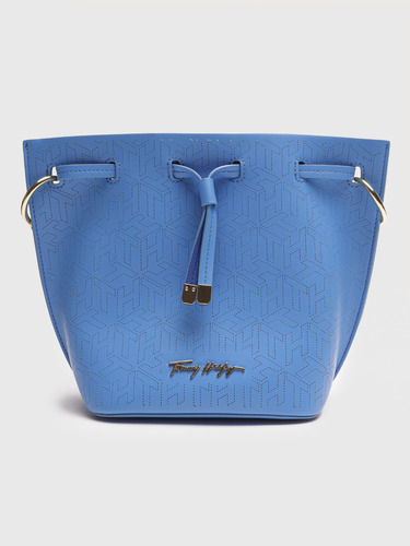 Bolso Pequeño Cierre Cordón Mujer Tommy Hilfiger Celeste Color Azul