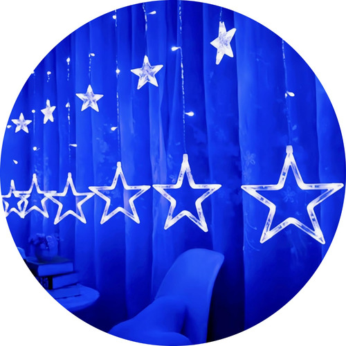 Cascata 138 Leds Com Estrelas Decoração Natal 8 Funções 110v