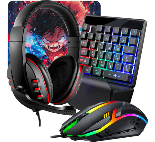 Kit Gamer Periféricos Teclado Uma Mão Headset Mouse 1600dpi