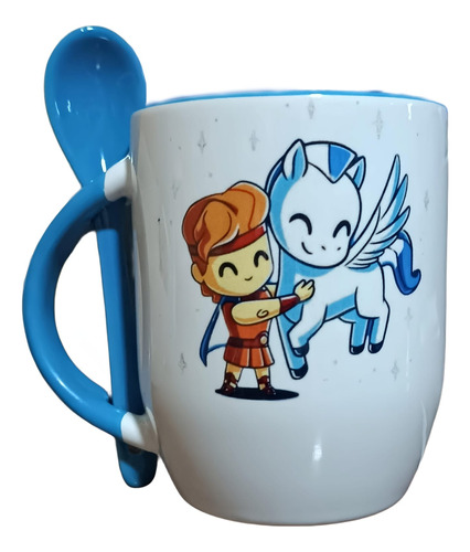 Taza De Hércules Y Pegaso Personalizada Con Cuchara