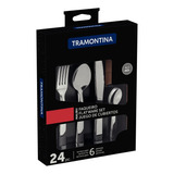 Set 24 Cubiertos Cuchillo Asado Malibu Tramontina Acero Inox