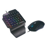 Kit Teclado Gamer One Hand + Mouse Retroiluminado Rgb 