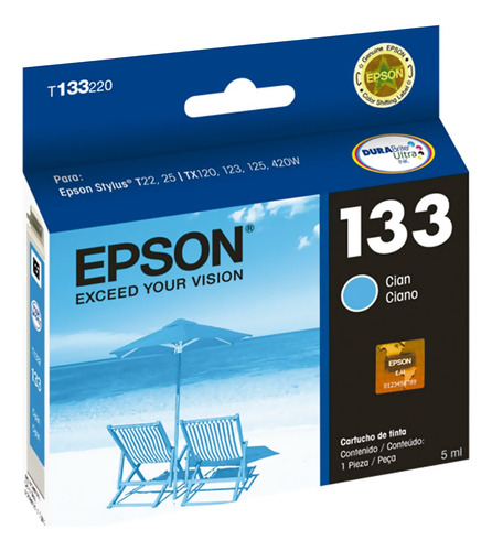 Tinta Original Epson 133 C T25 Tx123 Tx125 T133