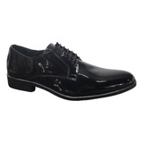 Zapato De Vestir De Hombre - Eco Cuero - Charol Negro 