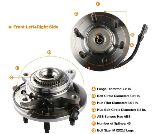 Mozo Cubo Rueda Ford F150 Fx4 4x4 2005 - 2008 Con Sensor Abs Foto 3