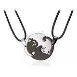 Collar Pareja Gatos Yin Yang Novios Acero Inoxidable Amistad