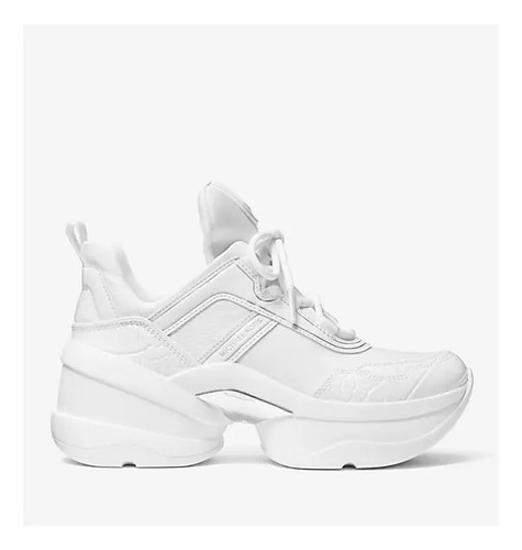 Tenis Plataforma Michael Kors Olympia Mixed-media Trainer Sneaker Mk Moda Blanco