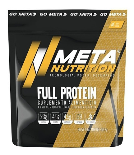 Proteina Meta Nutrition Full Protein 10 Libras 129 Porciones Sabor Power Chocolate