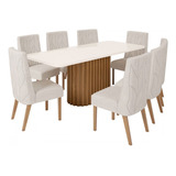 Mesa De Jantar 8 Lugares Legacy Com Vidro Nature/off