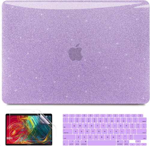 Funda Para Macbook Air 13 M1 + Accesorios Violeta Brillos