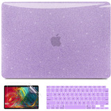 Funda Para Macbook Air 13 M1 + Accesorios Violeta Brillos