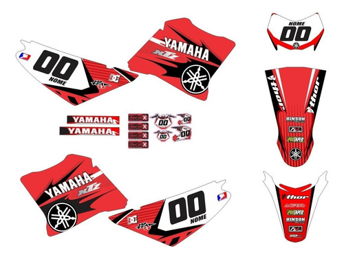 Kit Adesivo Motocross Trilha Yamaha Xtz 125 Vermelho Lm056 Cor Padrão