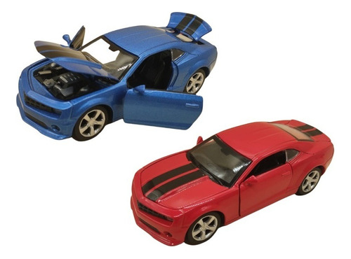 2 Carrinhos De Ferro Carro Camaro Vermelho Fricção Miniatura