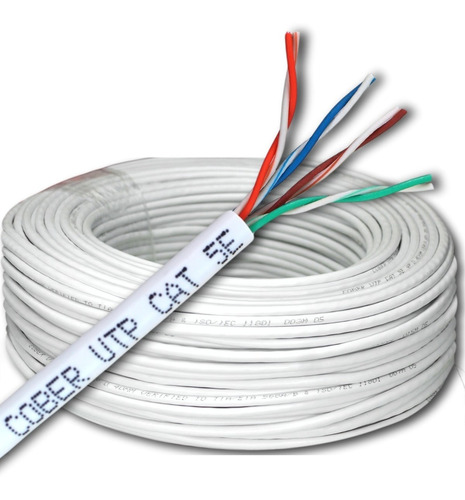 50 Metros Cable Red Utp Cat 5e Rj-45 Blanco Cober