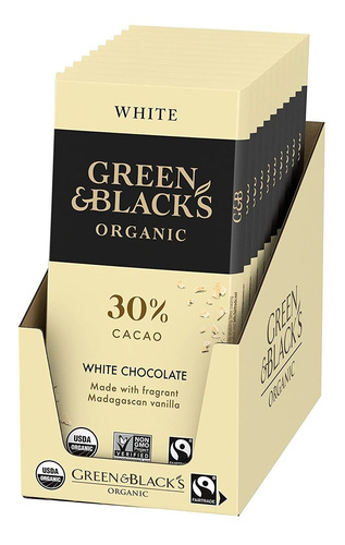 Barra De Chocolate Blanco Orgánico Green Blacks, 30% Cacao,