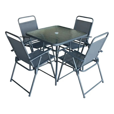 Comedor Para Jardín Resistente Y Duradero 4 Sillas Y Mesa Estructura Negro | Meses sin interés