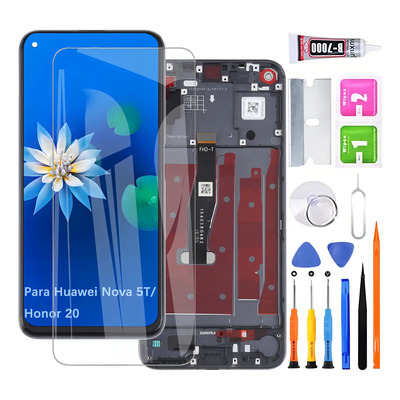 (Negro)Pantalla Para Huawei Nova 5t \u002F Honor 20 Con Marco | Envío gratis
