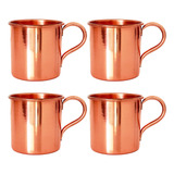 Caneca Moscow Mule Em Cobre 350ml | Kit 4 Unid.