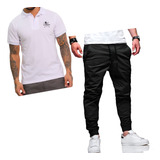 Kit Calça Jogger E Camisa Gola Polo Kaimu Jeans Masculino