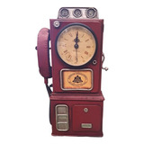 Teléfono Antiguo Con Reloj Decoración Metalico - S03019