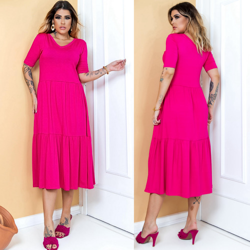 Vestido Feminino Soltinho Malha Moda Verão Luxo Leve