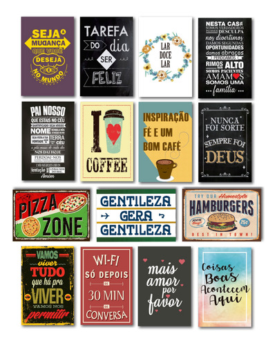 Kit 10 Placas Frases Cozinha Café 20x30 Cm Você Escolhe