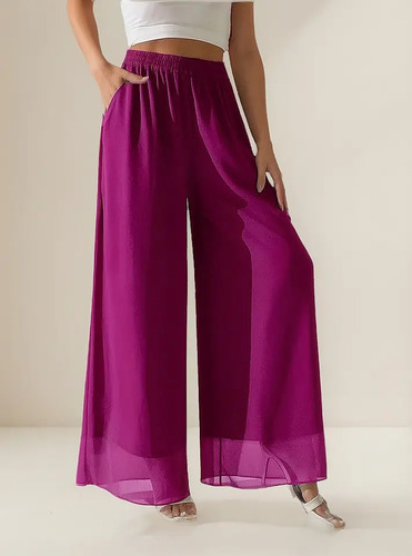 Pantalones Holgados De Gasa Para Mujer