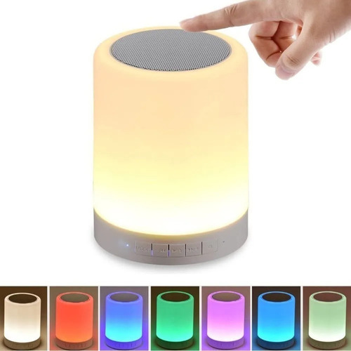 Bocina Bluetooth Y Lámpara De Mesa Led Recargable Touch