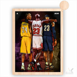 Quadro Poster Nba Kobe Bryant Lebron James Michael Jordan