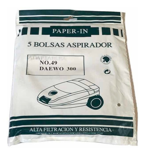 Bolsas De Papel X 5 Unidades Para Aspiradoras Daewo Rc300