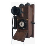Telefone Antigo (decorativo Não Funciona) Em Madeira E Metal