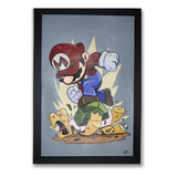 Set De 2 Cuadros Pintados A Mano Mario - Luigi Medidas 20x30