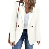 Saco Blazer Casuales Para Mujer Con Cuello De Solapa Oficina