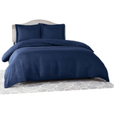 Combo Duvet + Plumon + Fundas King Azul Oscuro Sateen Stripe