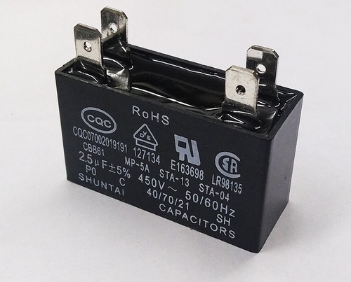 Capacitor Ventilador Encapsulado 2,5uf 450v C/terminales