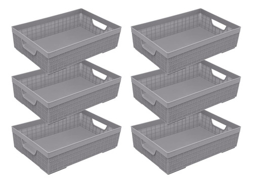 Kit 6 Cesto Multiuso Organizador Armário Lavanderia M 33x23