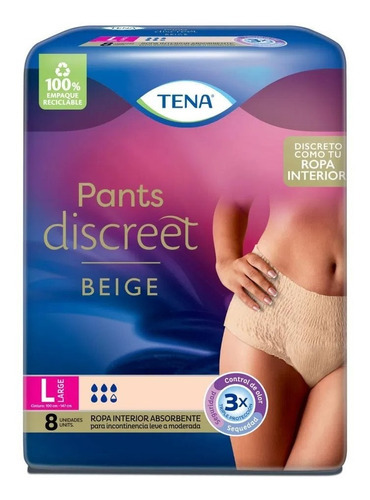 Pañal Tena Pants Discreet L Nud Ta - Unidad a $4356