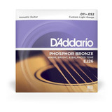 D'addario Ej26 Encordoamento Para Violão Aço 11-52 Phosphor Bronze 