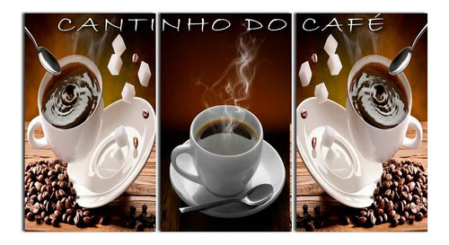 Quadro Mosaico Cantinho Do Café Cafeteria - 3 Placas - 90 Cm