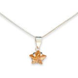 Collar Cadena Juvenil Estrella Naranja Plata Fina Ley 925 