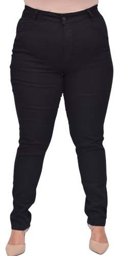 Calça Jeans Feminina Plus Size Cintura Alta Skinny Com Lycra