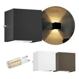 2x Arandela Cubo Box Externa Luminária Parede +2led  Mf105